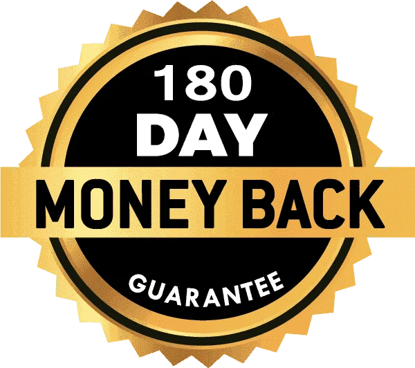 Mindoxa 180 day money back guarantee badge